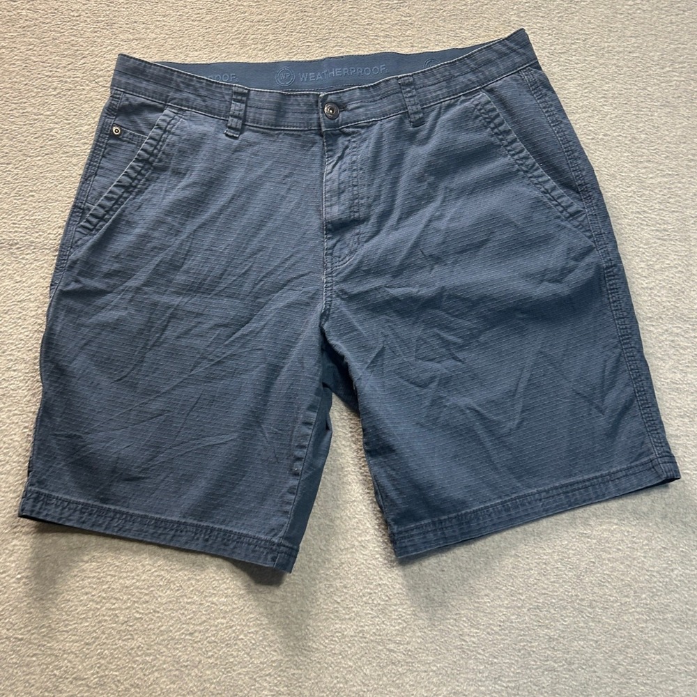 Weatherproof Vintage Chino Casual Shorts Mens 36 Cavalry Blue Stretch Cotton Fit